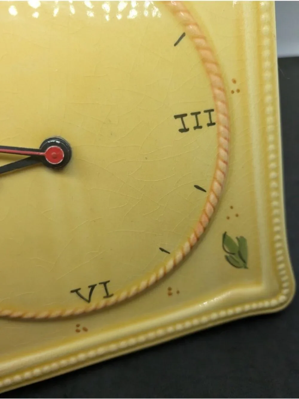 Vintage Ceramic Wall Clock Italy yellow tone Floral Country cottage core works
